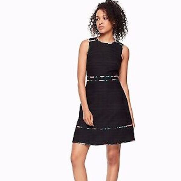 $398 EEUC Kate Spade Blossom Trim Dress in Black Picnic Perfect Tweed Size 2 - Picture 2 of 9